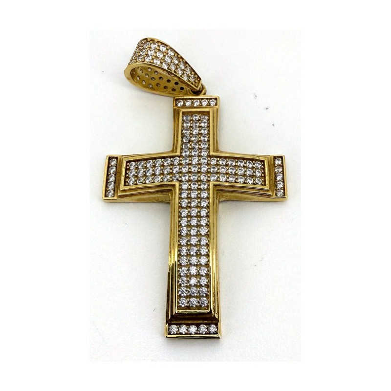 Medalla cruz circonitas de oro 18k